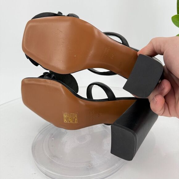 ATP Atelier Fossalto Sandals Black Leather Block Heel Oversized Flower 36 EU / 6 - Picture 10 of 15